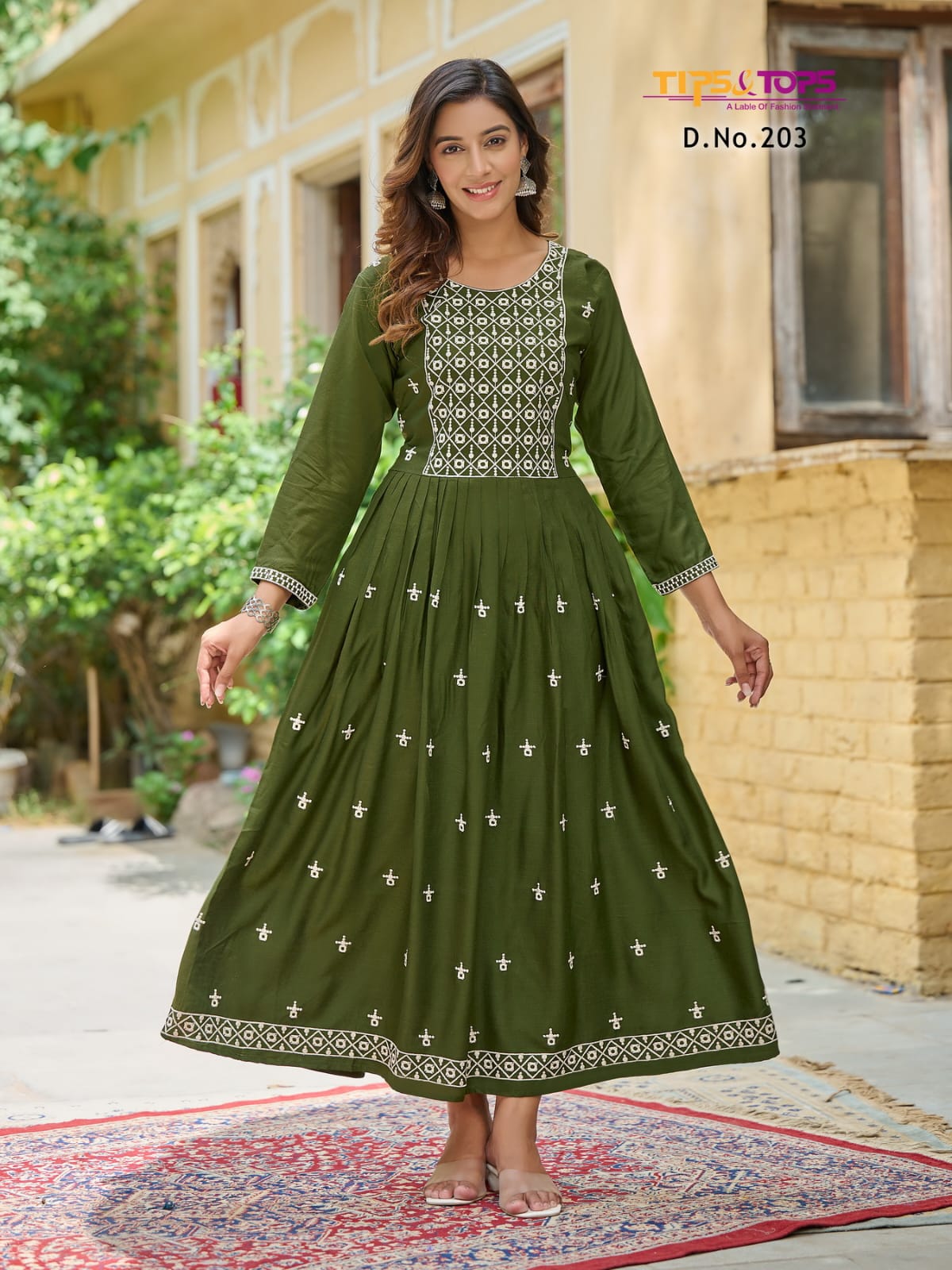 Tips And Tops Lakhnavi Vol 2 Rayon Thread Embroidery Kurtis Catalog
